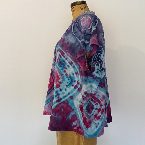 Hand dyed cotton gauze boho top - Picture 3 of 5